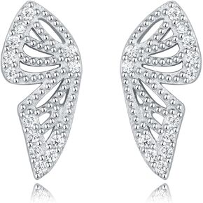 Cycuff 925 Sterling Silver Earrings Studs Colorful Cubic Zirconia Jewelry Stud Earrings for Women Teen Girls Set Earring Gifts for Her (Butterfly Stud Earrings)