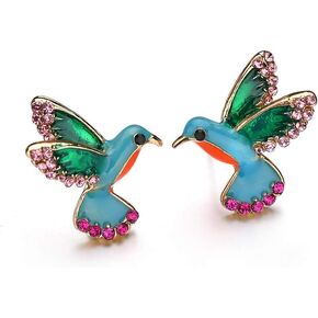 GoodCorsetMall Colorful Hummingbird Bird Stud Earrings Enamel Crystal Metal Animal Earrings Studs Statement Jewelry for Women Girls in Kuwait