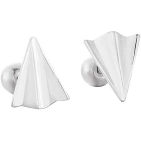 20G Tiny Paper Airplane Ball Cartilage Stud Earrings for Women Girls S925 Sterling Silver Hypoallergenic Mini Cute Plane Studs Tragus Screw Back Post Airline Jewelry Dainty Gifts Souvenir