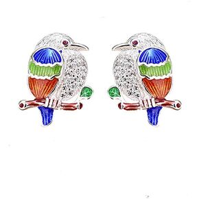 GoodCorsetMall Colorful Hummingbird Bird Stud Earrings Enamel Crystal Metal Animal Earrings Studs Statement Jewelry for Women Girls