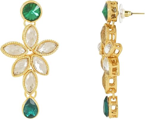 I Jewels مطلية بالذهب الزفاف الهندي بوليوود تصميم الزهور كوندان مرصع قلادة مجوهرات مع طقم من الأقراط للنساء/الفتيات in Saudi Arabia