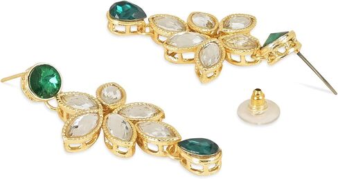 I Jewels مطلية بالذهب الزفاف الهندي بوليوود تصميم الزهور كوندان مرصع قلادة مجوهرات مع طقم من الأقراط للنساء/الفتيات in Saudi Arabia