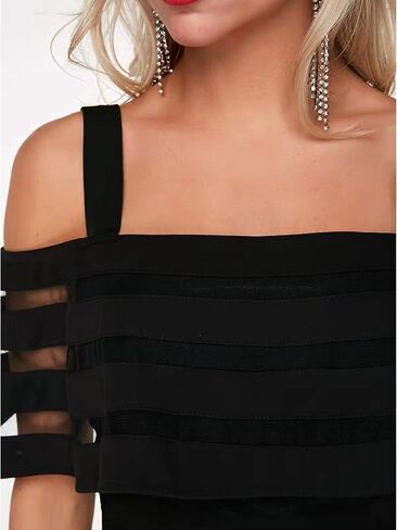 Vrtige Women's Ruffle Strapy Cold Shoulder High Waist Wide Leg Jumpsuit Long Romper in Saudi Arabia