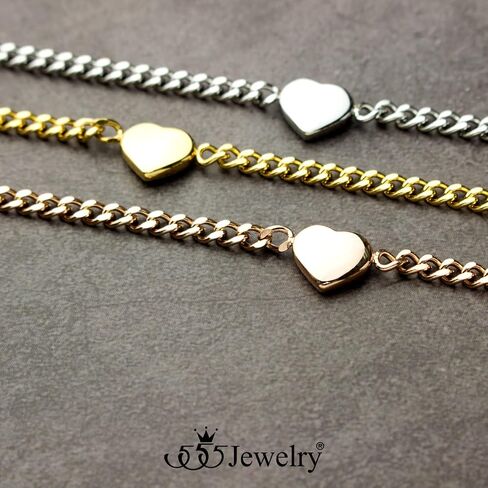 555Jewelry Long Stainless Steel Stationed Hearts Curb Link Chain Necklace for Women in Saudi Arabia