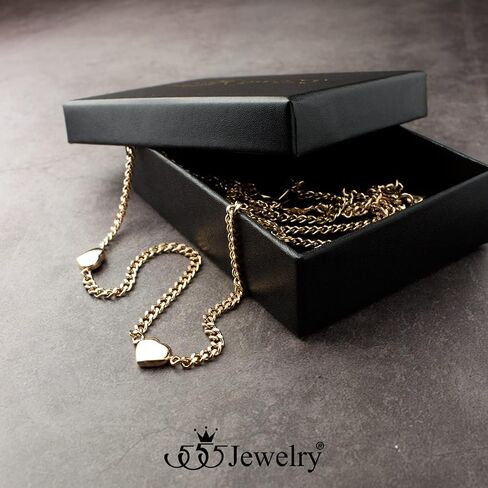 555Jewelry Long Stainless Steel Stationed Hearts Curb Link Chain Necklace for Women in Saudi Arabia
