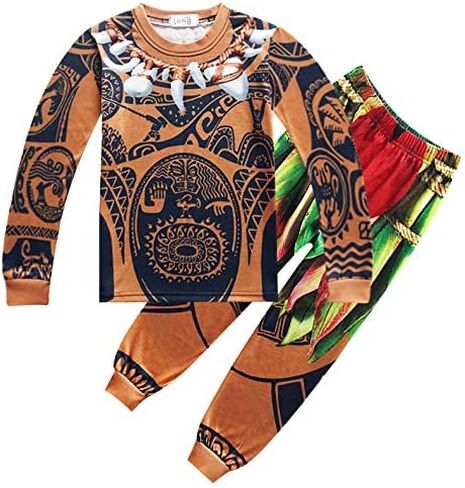 Mauii Costume Boys Long Sleeve T Shirt and Pants Set Halloween Cosplay Outfit Role Play Party Dress Up in Kuwait