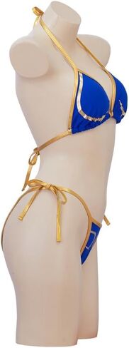 Women's Chun Li Cosplay Swimsuit Blue Sexy Bikini Bathing Suit Swimwear in Saudi Arabia