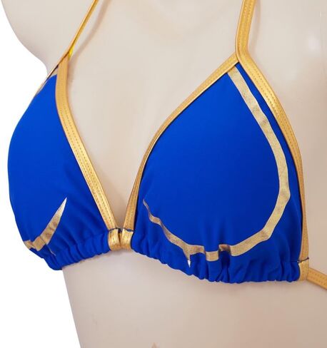 Women's Chun Li Cosplay Swimsuit Blue Sexy Bikini Bathing Suit Swimwear in Saudi Arabia
