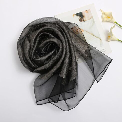 وشاح شال حريري لامع للسيدات من STARWHISPER لفستان السهرة وحفلات الزفاف بطبقة مزدوجة in Kuwait