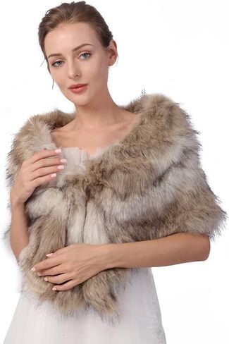 Wedding Bridal Faux Fur Shawls Wraps Bride Bridesmaids Fur Stoles Winter Cover Up Fur Scarfs for Women in Saudi Arabia