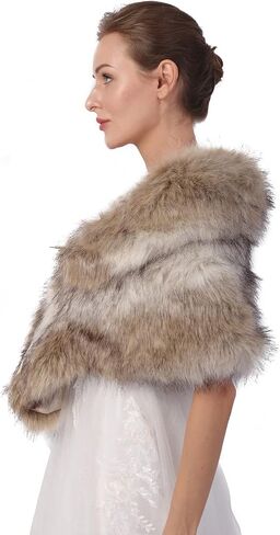 Wedding Bridal Faux Fur Shawls Wraps Bride Bridesmaids Fur Stoles Winter Cover Up Fur Scarfs for Women in Saudi Arabia