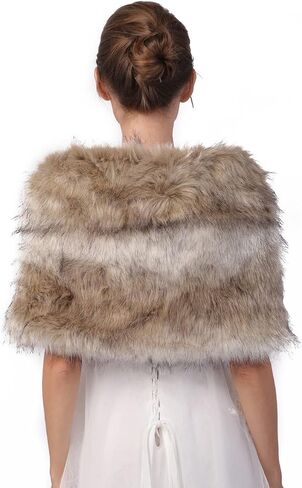 Wedding Bridal Faux Fur Shawls Wraps Bride Bridesmaids Fur Stoles Winter Cover Up Fur Scarfs for Women in Saudi Arabia