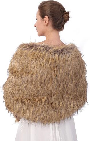 Wedding Bridal Faux Fur Shawls Wraps Bride Bridesmaids Fur Stoles Winter Cover Up Fur Scarfs for Women in Saudi Arabia
