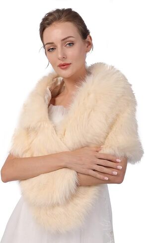 Wedding Bridal Faux Fur Shawls Wraps Bride Bridesmaids Fur Stoles Winter Cover Up Fur Scarfs for Women in Saudi Arabia