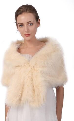 Wedding Bridal Faux Fur Shawls Wraps Bride Bridesmaids Fur Stoles Winter Cover Up Fur Scarfs for Women in Saudi Arabia
