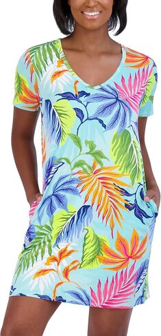 Stella Parker womens Standard Swimsuit Cover Up Short Sleeve Upf 30+ Sun Protection Bathing Suit Beach Dress in Saudi Arabia