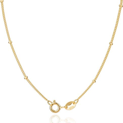 Beaded Chain Necklace for Women 925 Sterling Silver Chain 1.0 mm Lobster Claw Clasp Italian Necklace Chain Thin & Strong - Friendly Price & Quality 18/20/ Inch Gold & Silve (20 in, gold) in Saudi Arabia