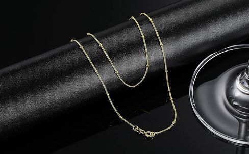 Beaded Chain Necklace for Women 925 Sterling Silver Chain 1.0 mm Lobster Claw Clasp Italian Necklace Chain Thin & Strong - Friendly Price & Quality 18/20/ Inch Gold & Silve (20 in, gold) in Saudi Arabia