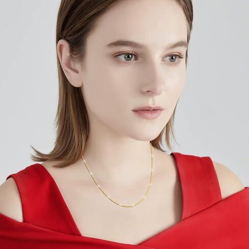 Beaded Chain Necklace for Women 925 Sterling Silver Chain 1.0 mm Lobster Claw Clasp Italian Necklace Chain Thin & Strong - Friendly Price & Quality 18/20/ Inch Gold & Silve (20 in, gold) in Saudi Arabia