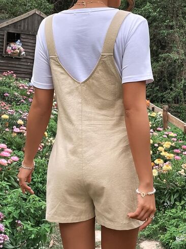 OYOANGLE Women's Maternity Overall Shorts Tie Knot Strap Short Romper Jumpsuit with One Pockets in Kuwait