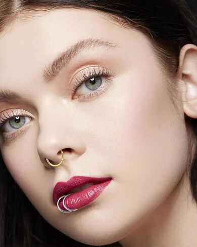 JELIEE 12Pcs 20G Fake Nose Rings Fake Septum Nose Ring Hoop for Faux Lip Septum Nose Ring Set Stainless Nose Hoop for Women Men in Kuwait