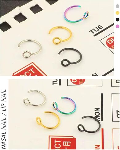 JELIEE 12Pcs 20G Fake Nose Rings Fake Septum Nose Ring Hoop for Faux Lip Septum Nose Ring Set Stainless Nose Hoop for Women Men in Kuwait