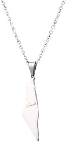 JczR.Y Palestine Necklace Palestine Map Pendant Necklace Stainless Steel Palestine Letter Map Necklace for Women Men Arabic National Jewelry in Kuwait