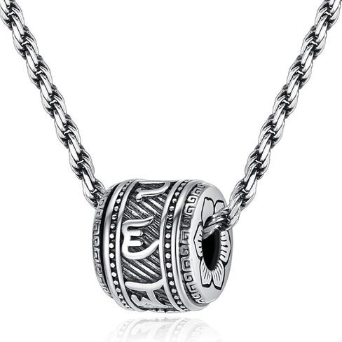 Tibetan Buddhist Mantra Om Mani Padme Hum/Pixiu Necklace for Men Women with Prayer Wheel Patron Saint Amulet Necklace in Saudi Arabia