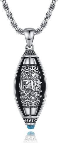Tibetan Buddhist Mantra Om Mani Padme Hum/Pixiu Necklace for Men Women with Prayer Wheel Patron Saint Amulet Necklace in Saudi Arabia