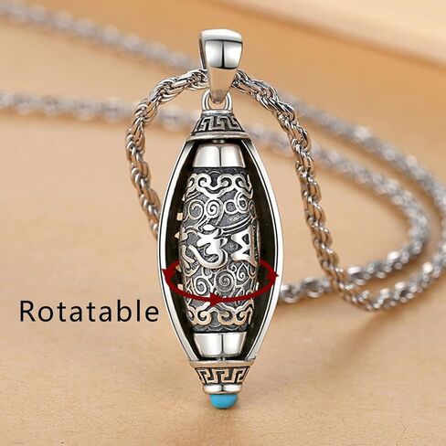 Tibetan Buddhist Mantra Om Mani Padme Hum/Pixiu Necklace for Men Women with Prayer Wheel Patron Saint Amulet Necklace in Saudi Arabia