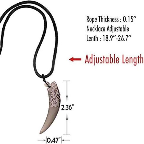 COMPONALL قلادة سن الذئب للرجال، قلادة رجالي قلادة سبج تميمة الأسنان قلادة الأحجار الكريمة الطبيعية الكريستال والمجوهرات الأسود سبج مخلب السحر in Kuwait