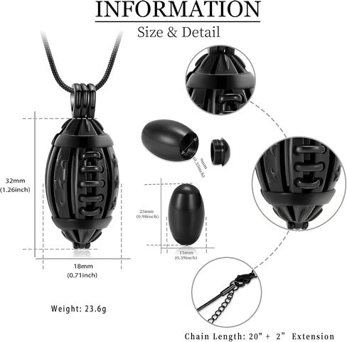 shajwo American Football Urn Necklace for Ashes for Men Women Cremation Jewelry of Loved Ones Memorial Mini Locket Pendant in Saudi Arabia