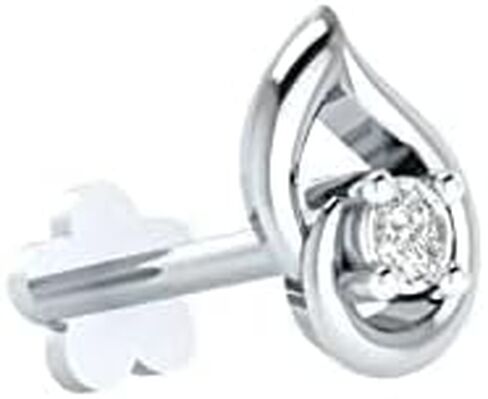 Natural Diamond Solitaire Nose Ring Sterling Silver Nose Stud in 16 Gauge and 8mm Length/Diamond Nose Stud For Womens/Diamond Color- J-K Diamond Clarity- I1-I2 Diamond Weight 0.025 CT in Saudi Arabia