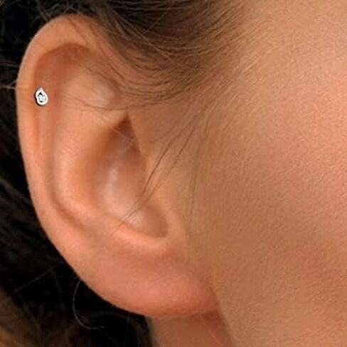 Natural Diamond Solitaire Nose Ring Sterling Silver Nose Stud in 16 Gauge and 8mm Length/Diamond Nose Stud For Womens/Diamond Color- J-K Diamond Clarity- I1-I2 Diamond Weight 0.025 CT in Saudi Arabia