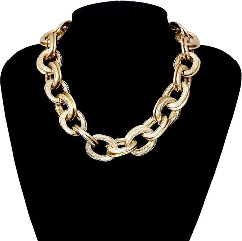 Gold Chunky Necklace for Women Cuban Chain Choker Necklace Punk Metal Chain Necklace Thick Hip Hop Necklace for Egirls Birthday Gifts… in Saudi Arabia