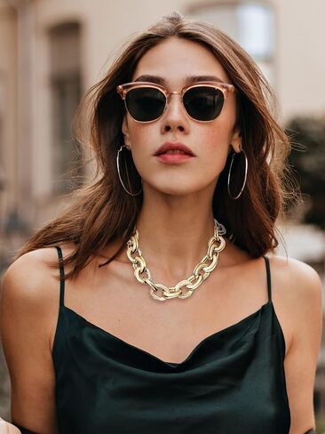 Gold Chunky Necklace for Women Cuban Chain Choker Necklace Punk Metal Chain Necklace Thick Hip Hop Necklace for Egirls Birthday Gifts… in Saudi Arabia