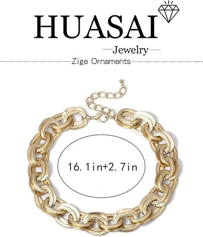 Gold Chunky Necklace for Women Cuban Chain Choker Necklace Punk Metal Chain Necklace Thick Hip Hop Necklace for Egirls Birthday Gifts… in Saudi Arabia