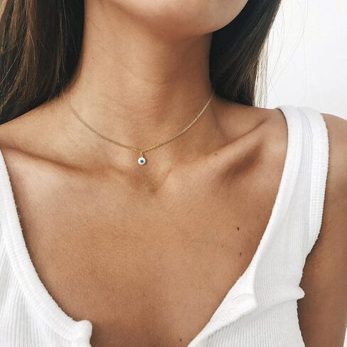 Kyerlyn 18k Gold Plated Evil Eye Pendant Necklace for Women CZ Necklace Simple Jewelry Gift for Birthday Christmas Day Valentine's Day in Saudi Arabia