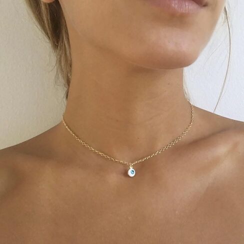 Kyerlyn 18k Gold Plated Evil Eye Pendant Necklace for Women CZ Necklace Simple Jewelry Gift for Birthday Christmas Day Valentine's Day in Saudi Arabia