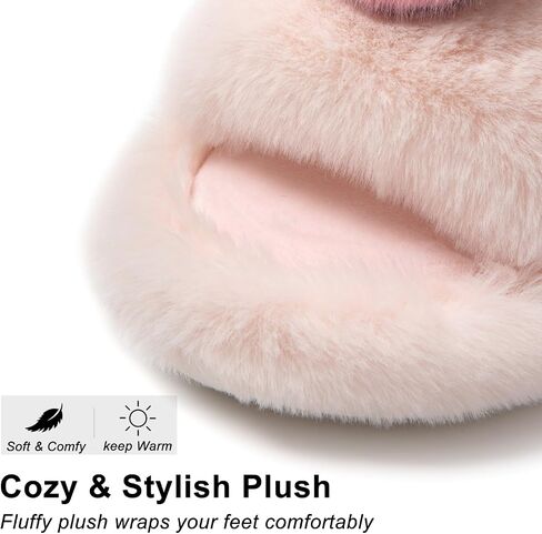 Axiavox Women's Fuzzy Slippers Memory Foam Cute House Warm Fluffy Slippers Open Toe Plush Shoes Indoor or Outdoor Slipper in Saudi Arabia