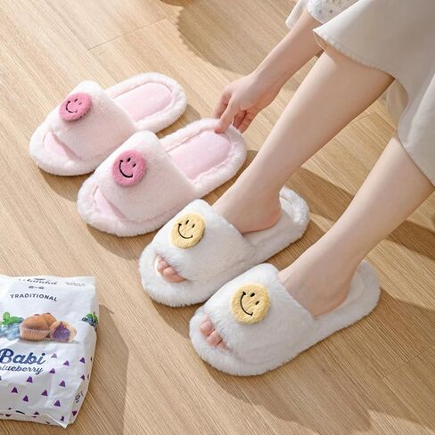 Axiavox Women's Fuzzy Slippers Memory Foam Cute House Warm Fluffy Slippers Open Toe Plush Shoes Indoor or Outdoor Slipper in Saudi Arabia