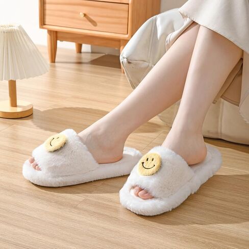 Axiavox Women's Fuzzy Slippers Memory Foam Cute House Warm Fluffy Slippers Open Toe Plush Shoes Indoor or Outdoor Slipper in Saudi Arabia