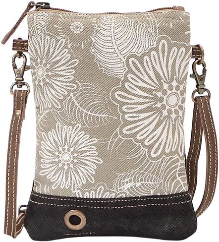 Myra Bag Leafy Upcycled Canvas & Leather Crossbody womens Bag S-1466 in Saudi Arabia