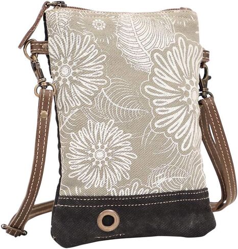 Myra Bag Leafy Upcycled Canvas & Leather Crossbody womens Bag S-1466 in Saudi Arabia