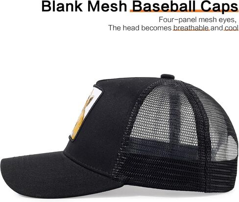 قبعة سائق الشاحنة للرجال من بورندمي، قبعات بيسبول مطرزة قابلة للتعديل بتصميم شبكي جيد التهوية بتصميم مربع, زرافة سوداء in Kuwait