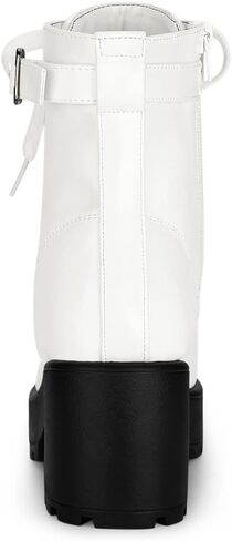 Allegra K Women's Zip Chunky Heel Platform Ankle Combat Boots in Kuwait