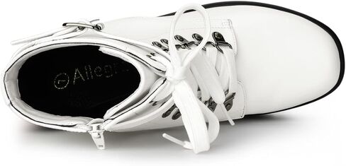 Allegra K Women's Zip Chunky Heel Platform Ankle Combat Boots in Kuwait