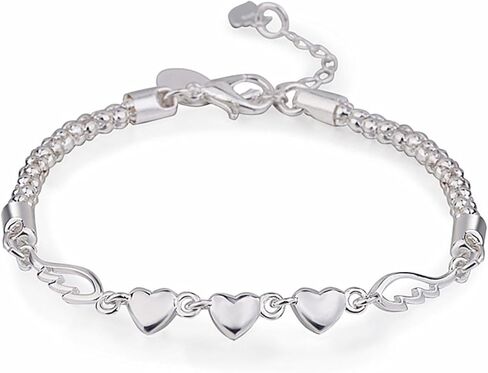 اساور بدلاية للنساء من اودوفيهي، اساور من الفضة الاسترلينية عيار 925 للنساء، سوار سلسلة معصم بدلاية للنساء، 7 انش، فضي، بدون احجار كريمة in Kuwait