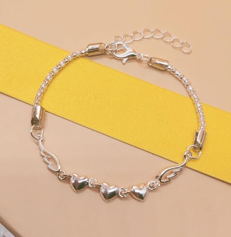 اساور بدلاية للنساء من اودوفيهي، اساور من الفضة الاسترلينية عيار 925 للنساء، سوار سلسلة معصم بدلاية للنساء، 7 انش، فضي، بدون احجار كريمة in Kuwait