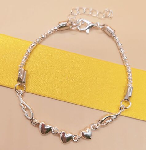 اساور بدلاية للنساء من اودوفيهي، اساور من الفضة الاسترلينية عيار 925 للنساء، سوار سلسلة معصم بدلاية للنساء، 7 انش، فضي، بدون احجار كريمة in Kuwait